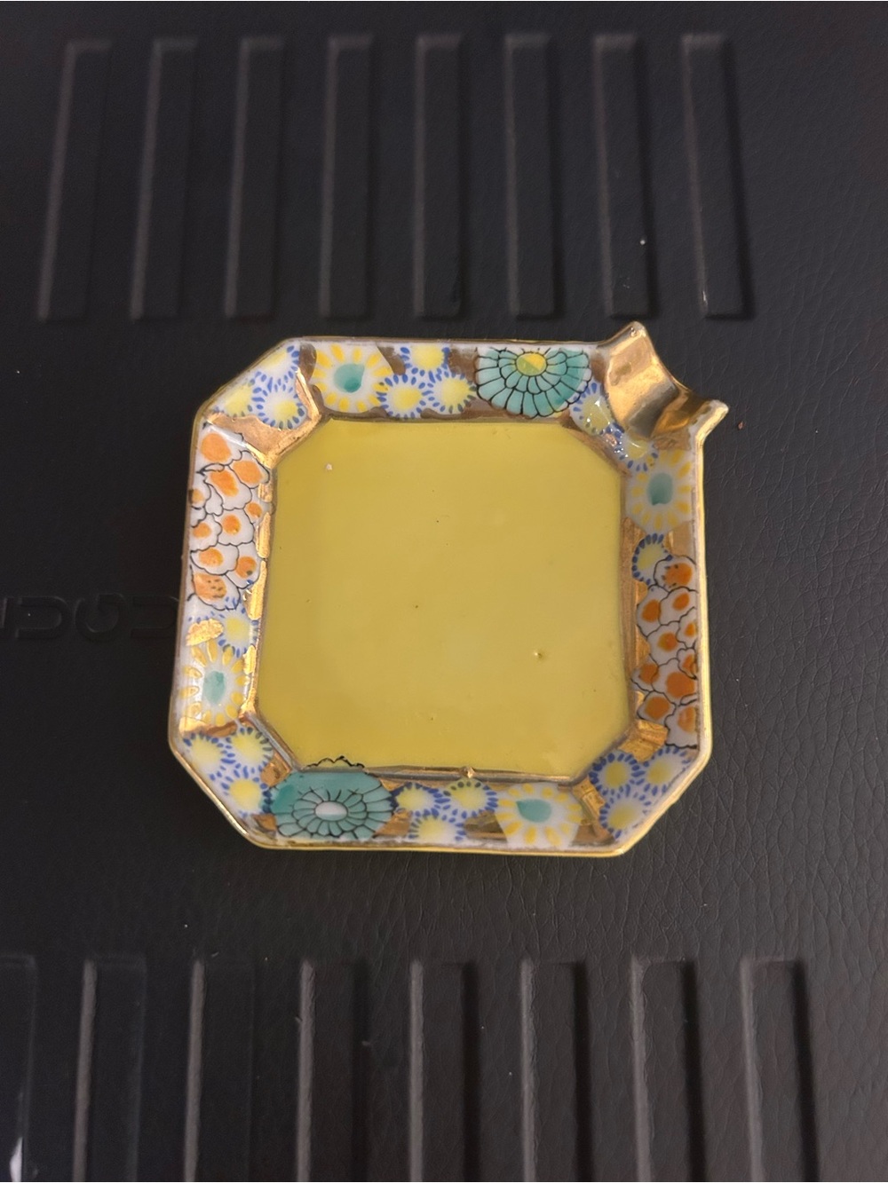 Vtg Japanese hand painted floral dish